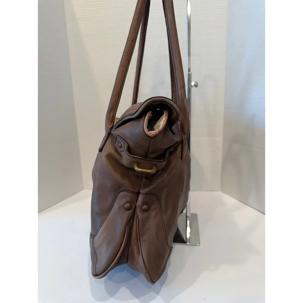 Vintage Ann‎ Taylor Large Brown Leather Hobo Shoulder Bag Purse